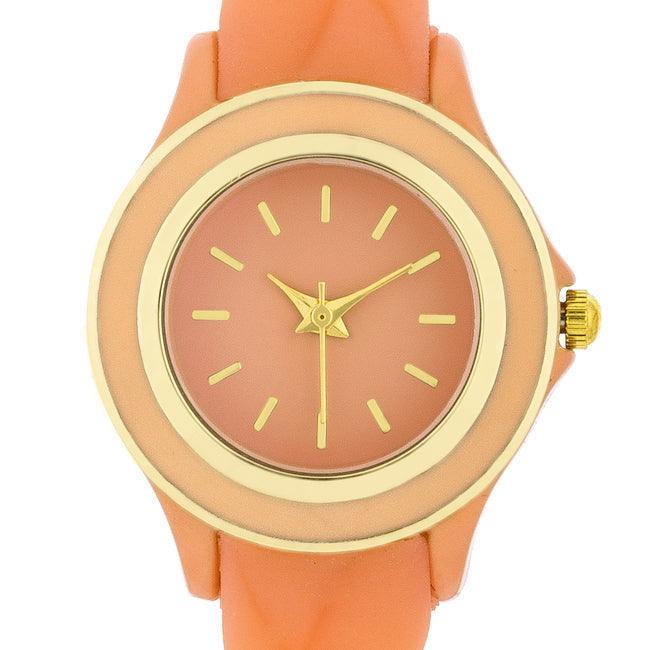 Carmen Braided Ladylike Watch With Coral Rubber Strap - JGI