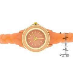 Carmen Braided Ladylike Watch With Coral Rubber Strap - JGI