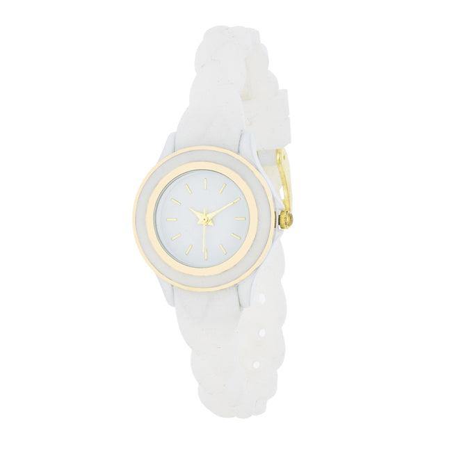 Carmen Braided Ladylike Watch With White Rubber Strap - JGI