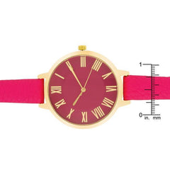 Gold Watch With Pink Leather Strap - Flyclothing LLC