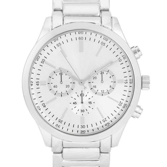 Chrono Silvertone Metal Watch - JGI