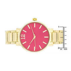 Gold Metal Watch - Pink - Flyclothing LLC