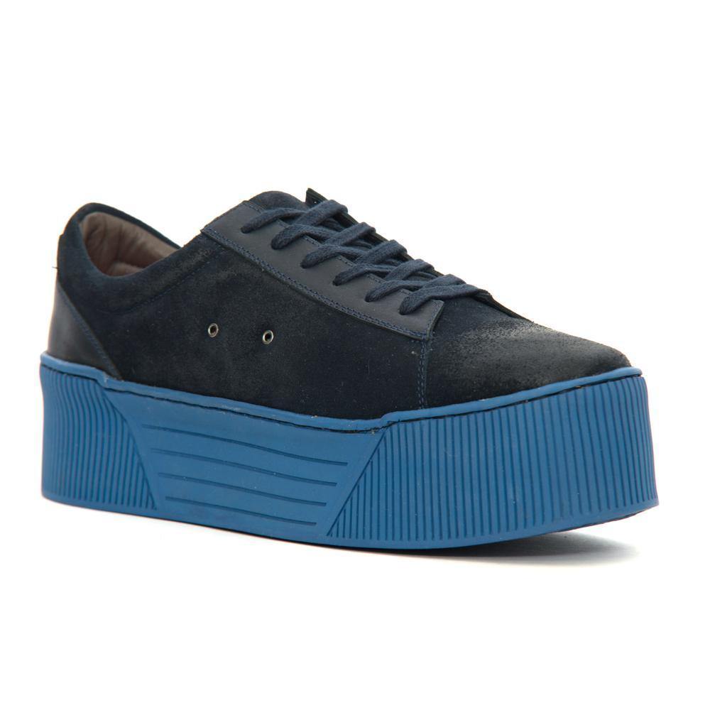 Sandro Moscoloni Trinity Leather Platform Sneakers Blue - Flyclothing LLC