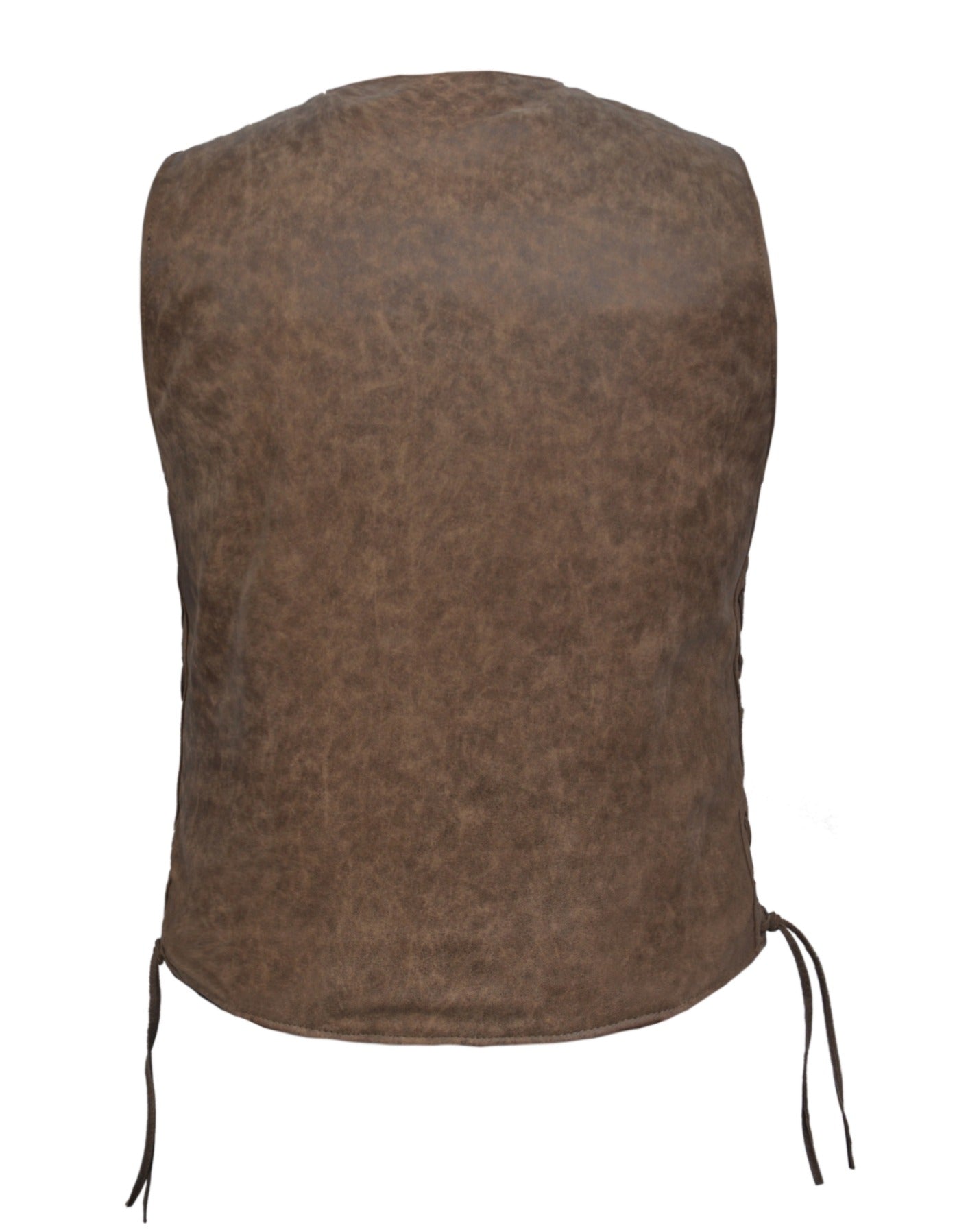 Unik International Mens Brown Leather Vest 2611.ANT - Flyclothing LLC