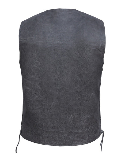 Unik International Mens Gray Leather Vest 2611.GN - Flyclothing LLC