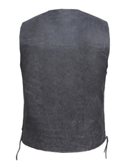 Unik International Mens Gray Leather Vest 2611.GN - Flyclothing LLC