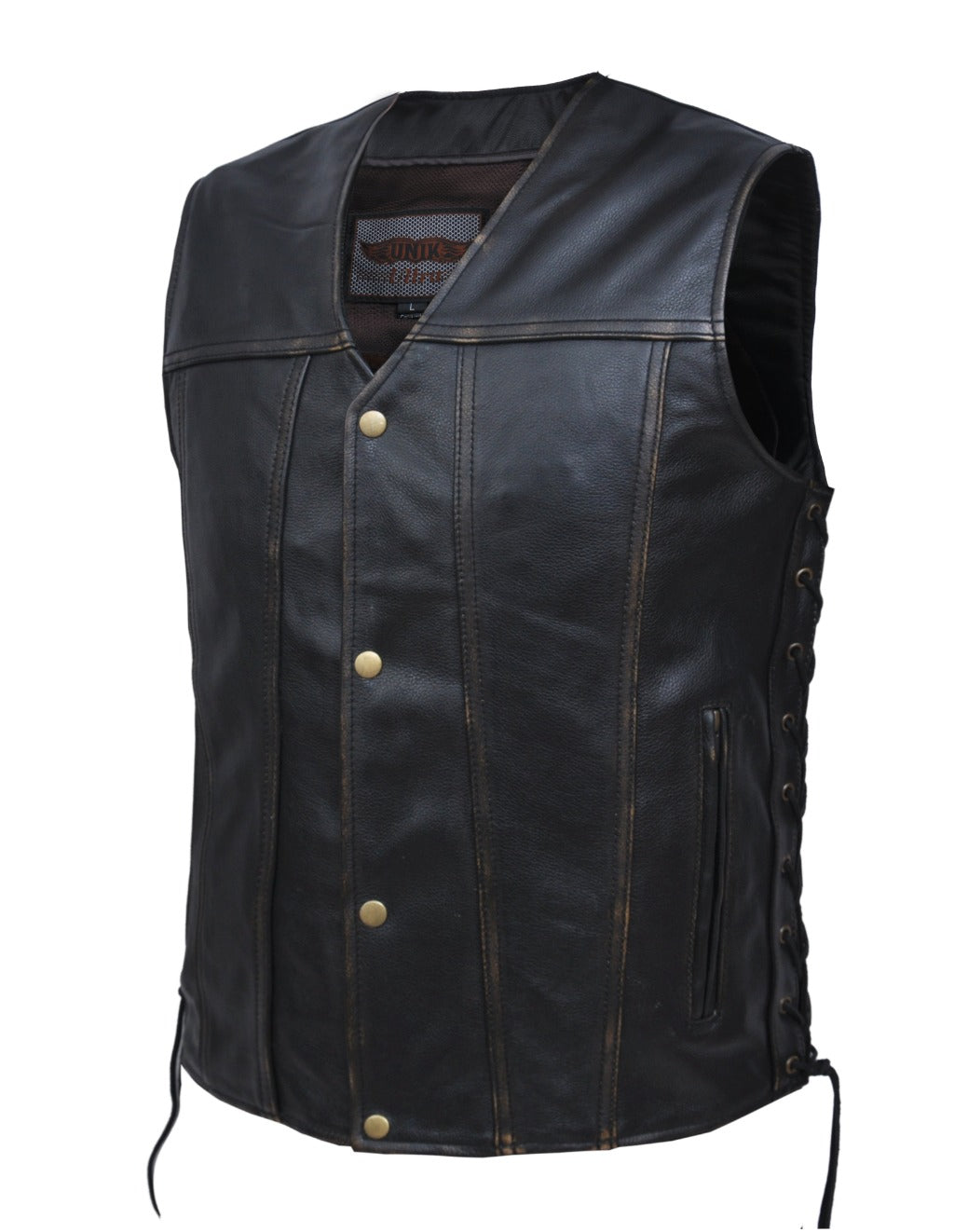 Unik International Mens Brown Leather Vest 2611.RUB