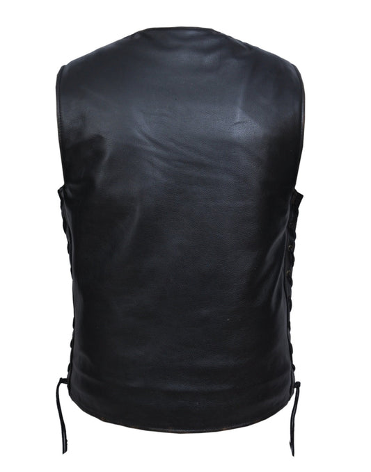 Unik International Mens Brown Leather Vest 2611.RUB - Flyclothing LLC