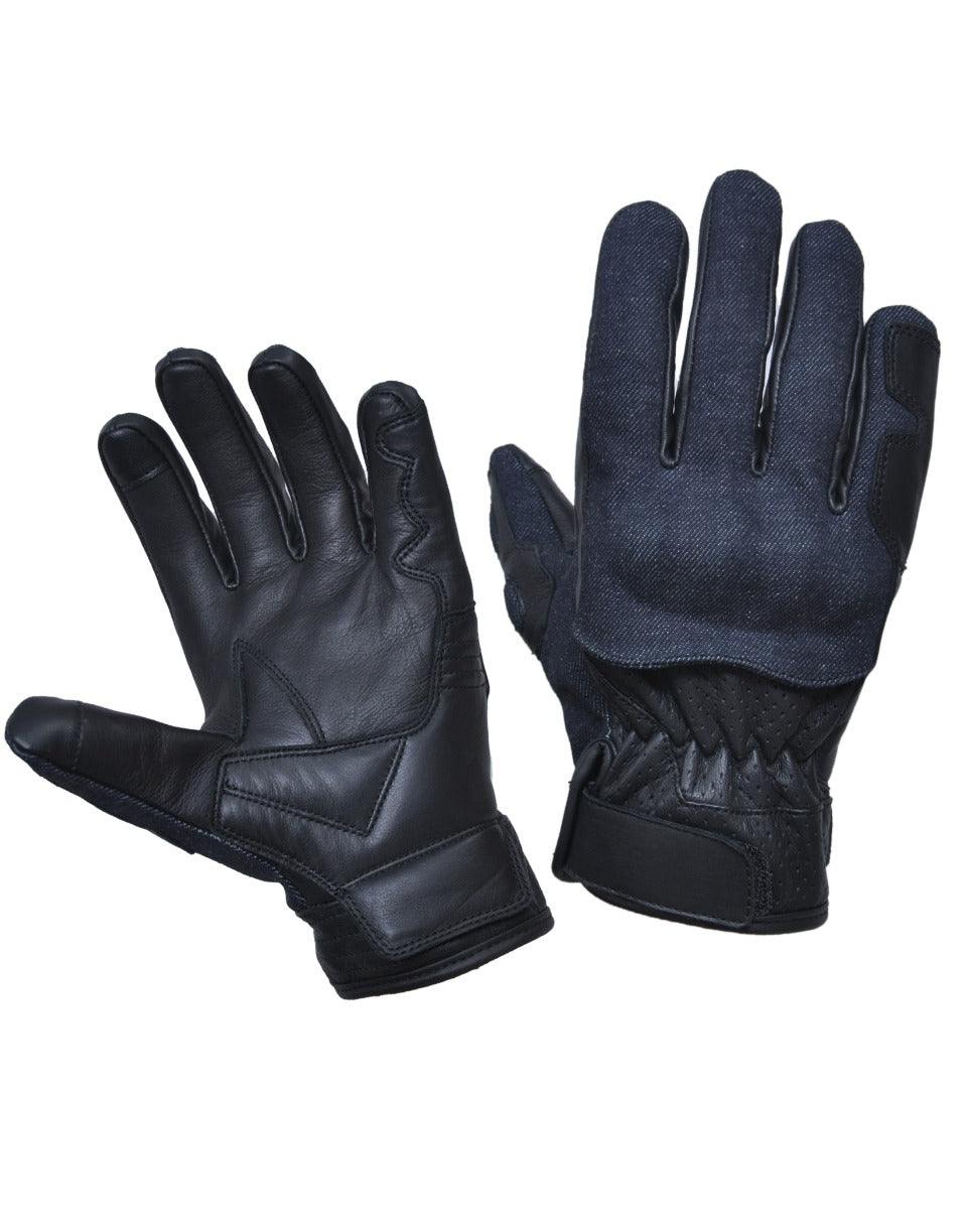 Unik International Mens Full Finger Denim / Leather Gloves