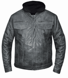 Unik International Mens Gray Leather Jacket