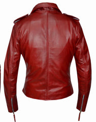 Unik International Ladies Red Leather Jacket - Flyclothing LLC