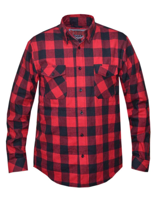 Unik International Mens Black and Red Flannel Shirt