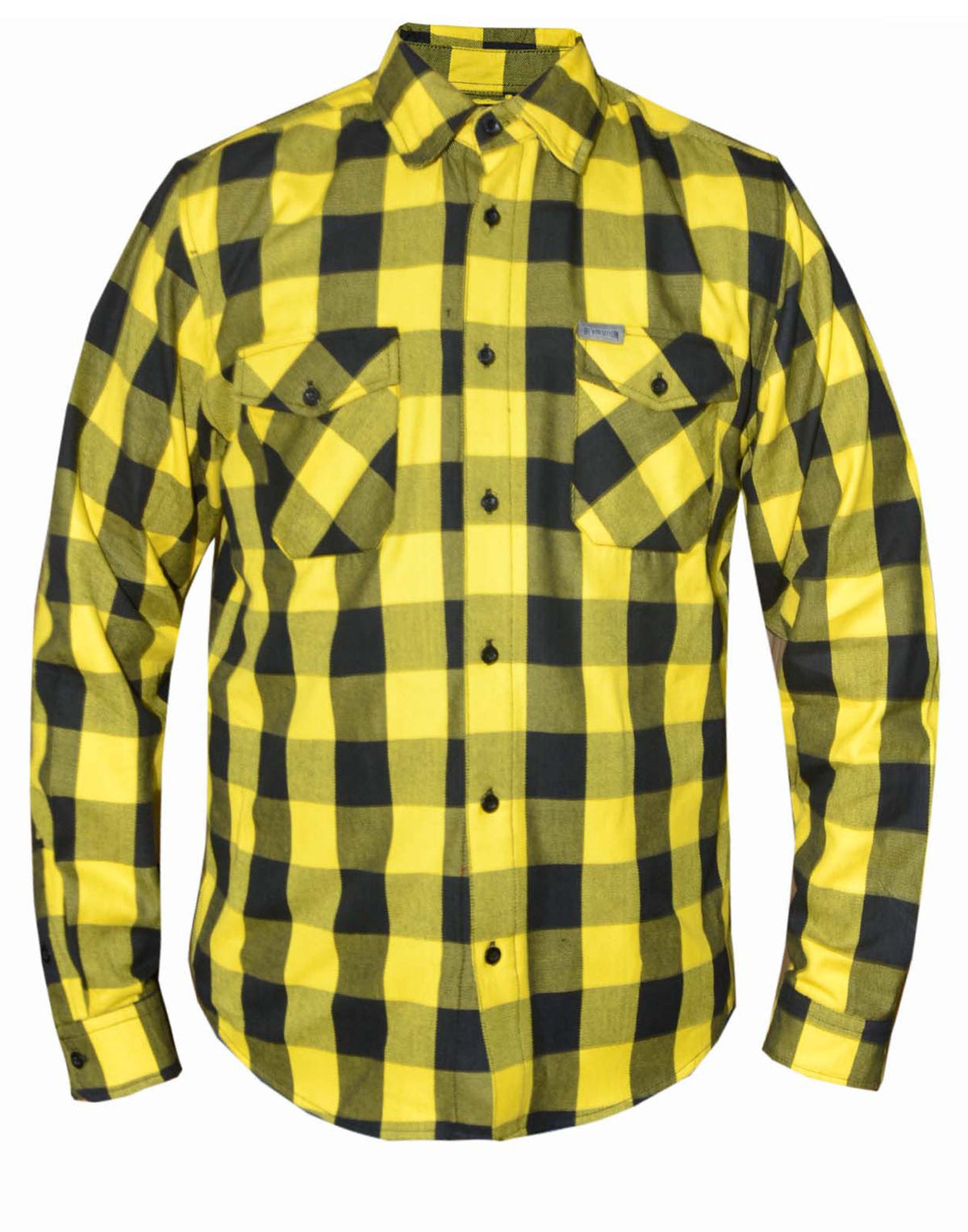 Unik International Mens Black and Yellow Flannel Shirt