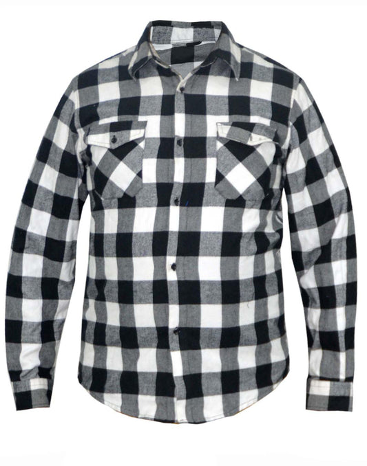 Unik International Mens Black and White Flannel Shirt