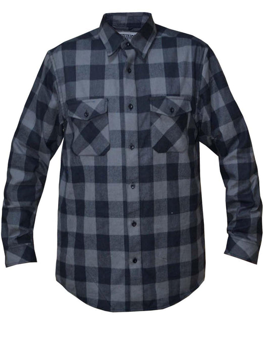 Unik International Mens Black and Gray Flannel Shirt