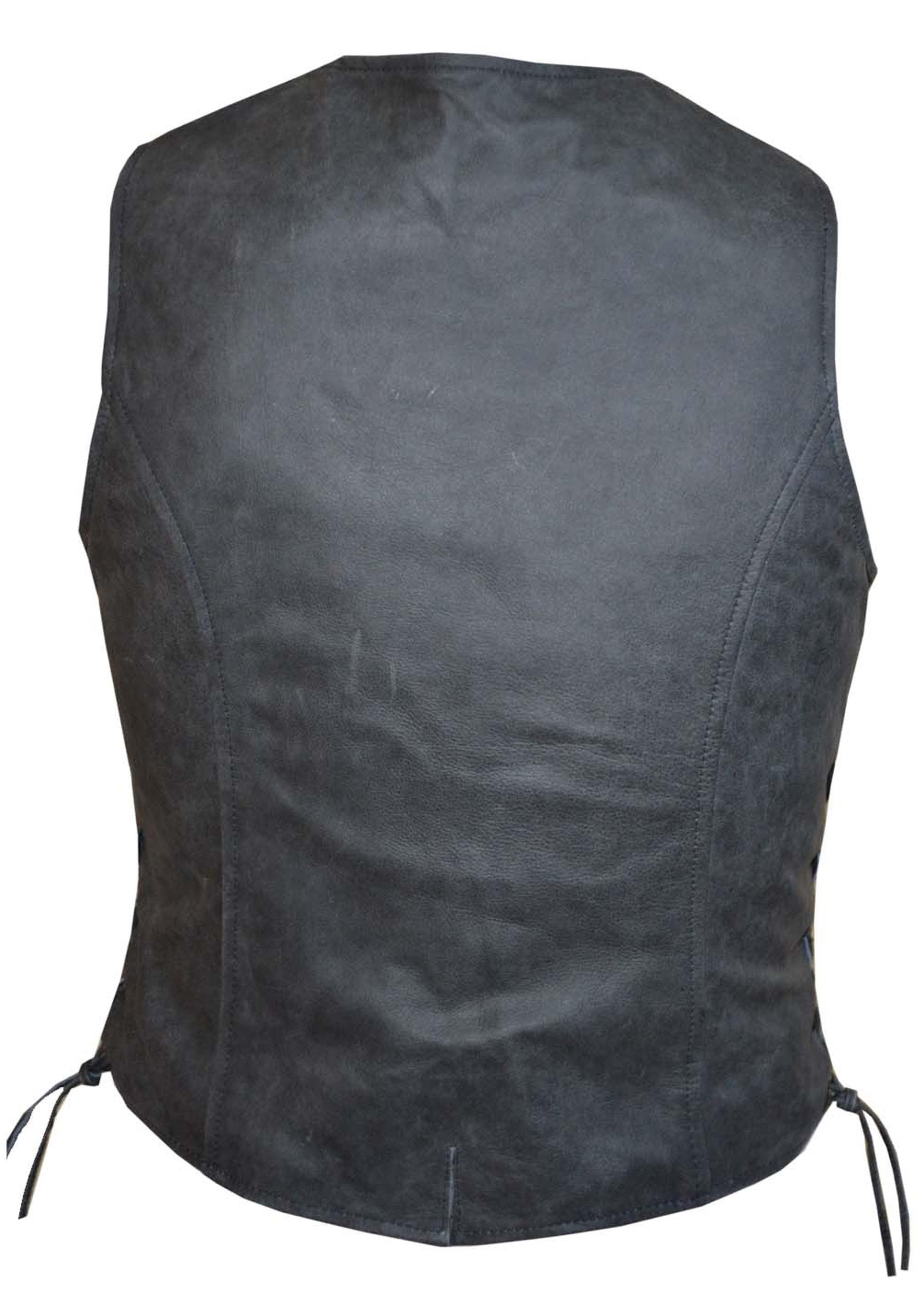 Unik International Ladies Gray Leather Vest - Flyclothing LLC