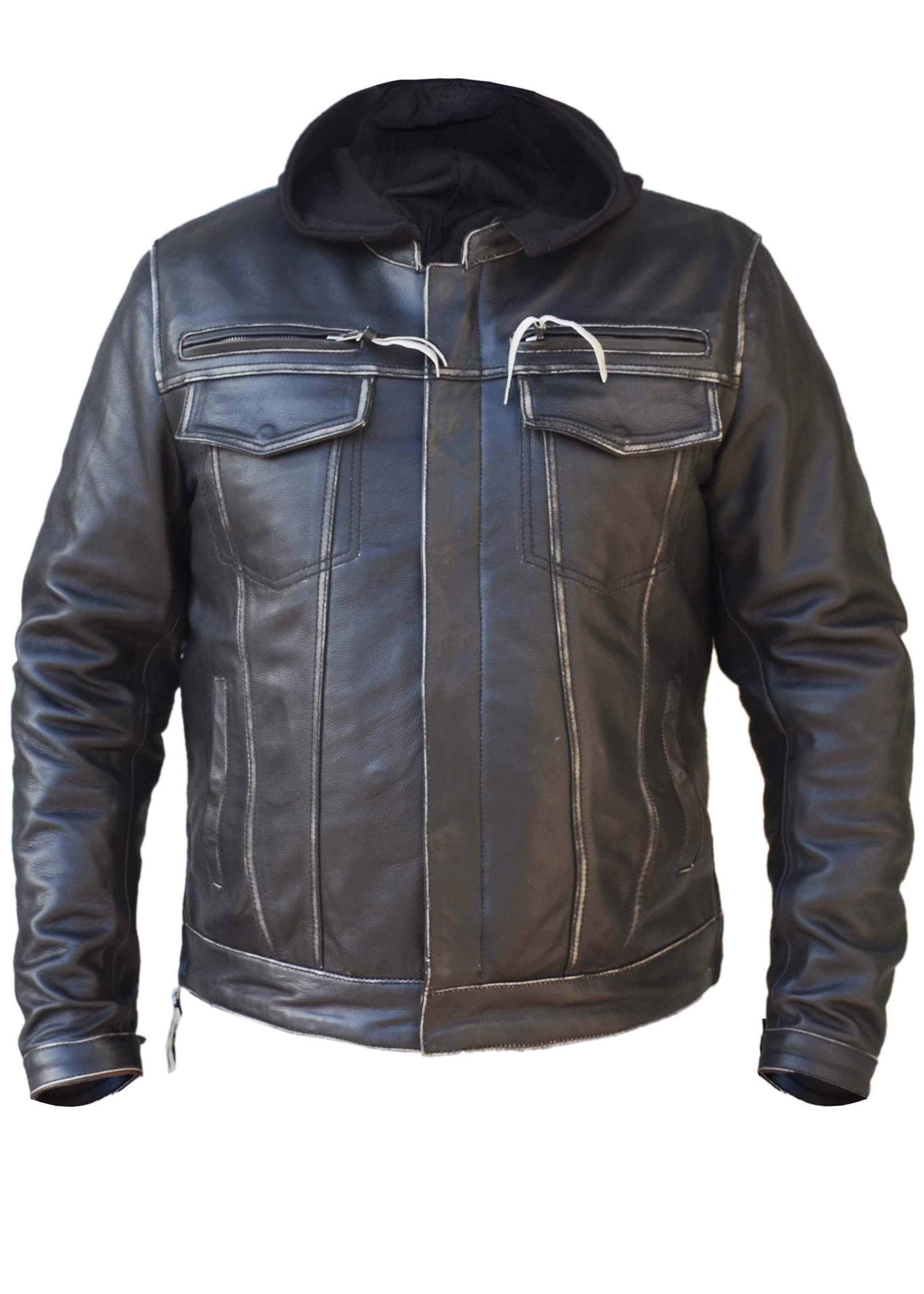 Unik International Mens Gray Leather Jacket