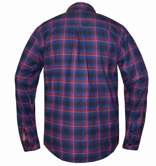 Unik International Mens Red and Blue Flannel Shirt - Flyclothing LLC