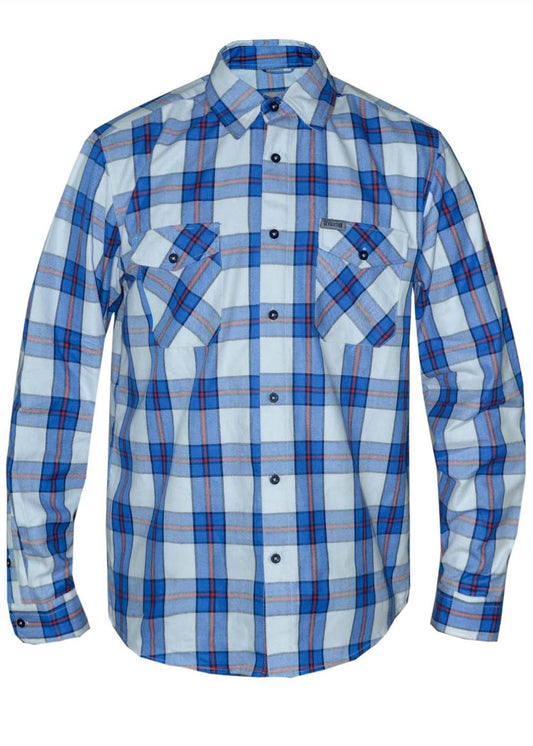 Unik International Mens Blue and White Flannel Shirt