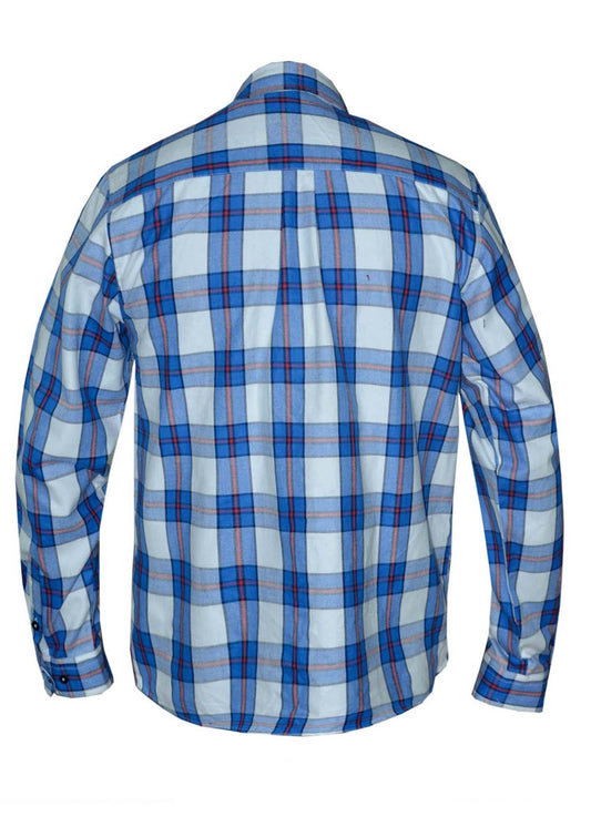 Unik International Mens Blue and White Flannel Shirt - Flyclothing LLC