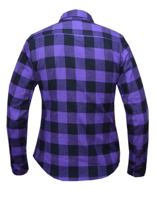 Unik International Ladies Black and Purple Flannel Shirt - Flyclothing LLC