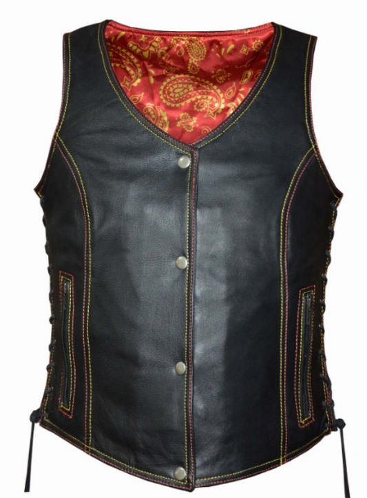 Unik International Ladies Red & Gold Paisley Liner Vest