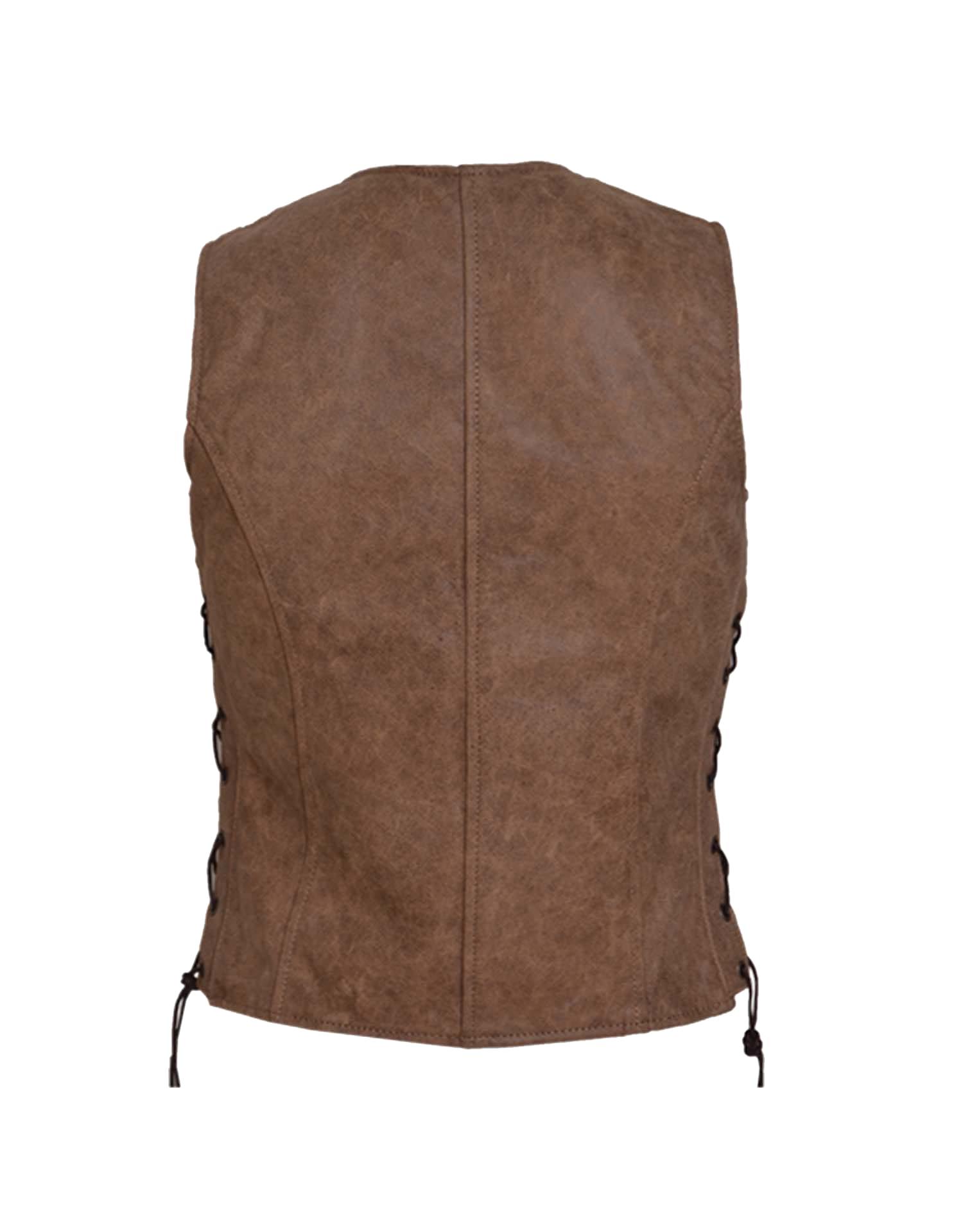 Unik International Ladies Brown Leather Vest - Flyclothing LLC