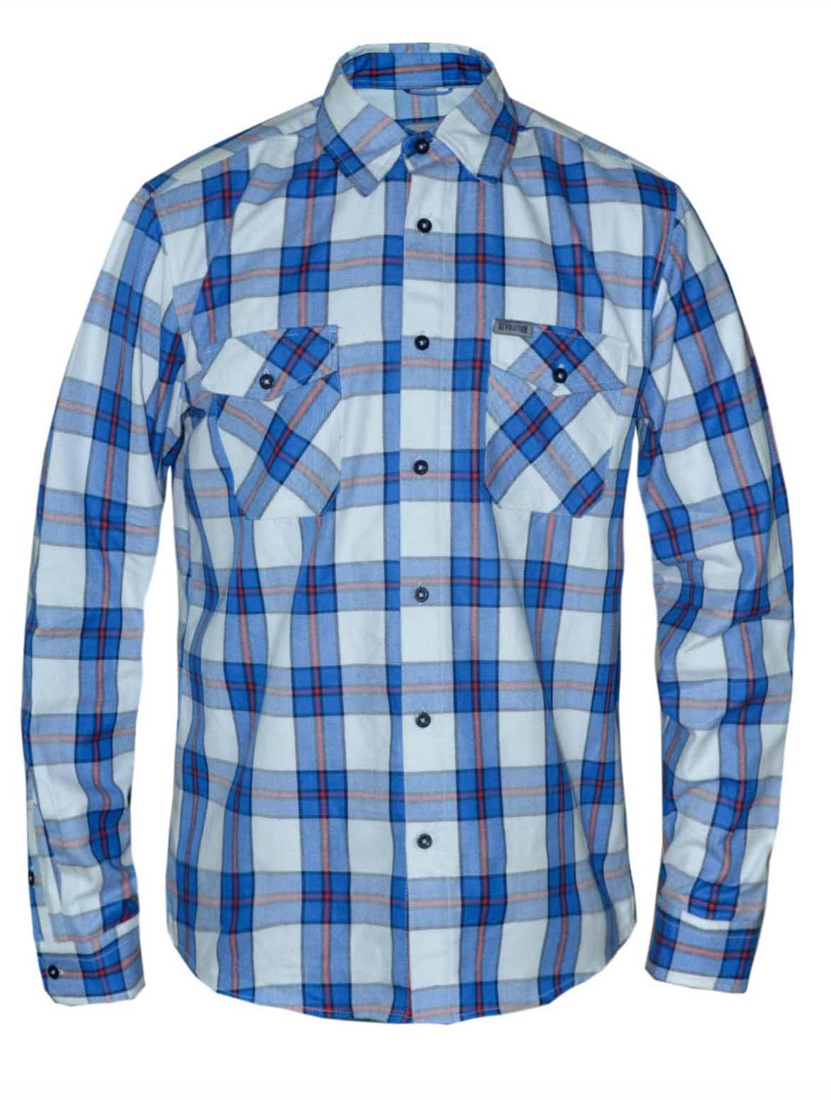 Unik International Ladies Blue and White Flannel Shirt