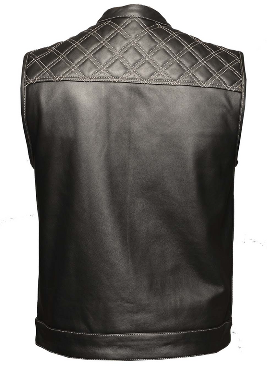 Unik International Mens White Diamond Stitch Club Vest - Flyclothing LLC