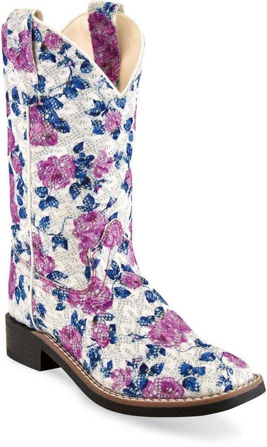 Old West Flower Print Children Toe Boots - Old West