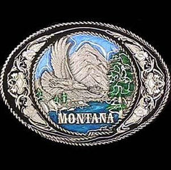 Montana with Western Scroll Enameled Belt Buckle - Siskiyou Buckle