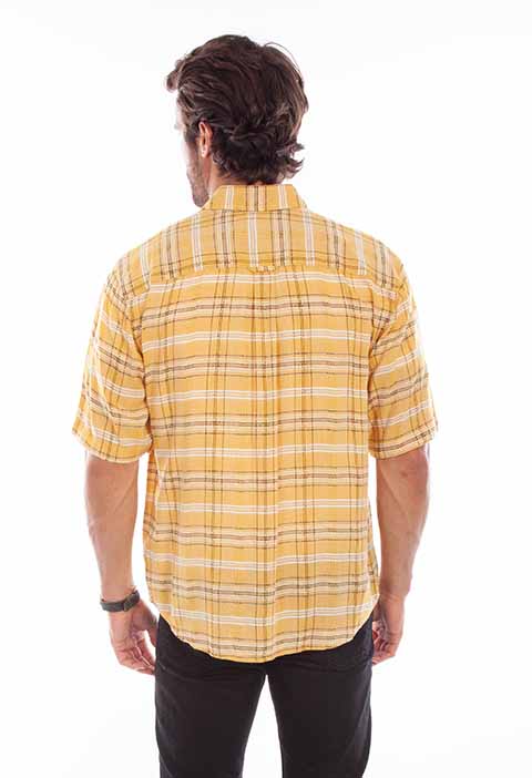 Scully Leather Western Scully Yellow Worn Out's Plaid S/S Shirt