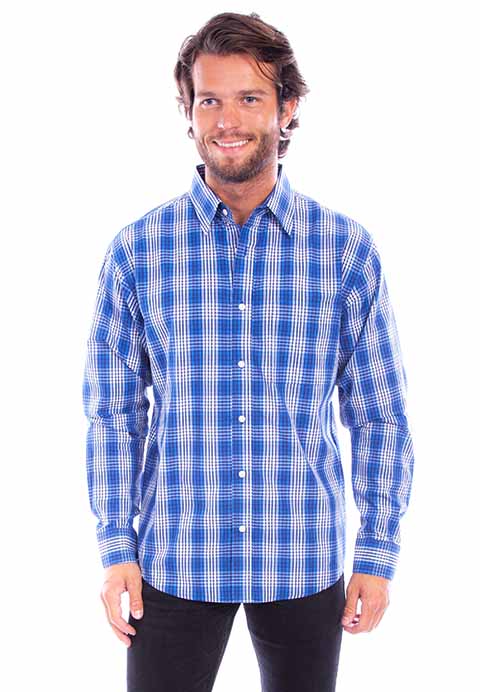 Scully Leather Western Scully Blue Worn Out's Plaid Shirt