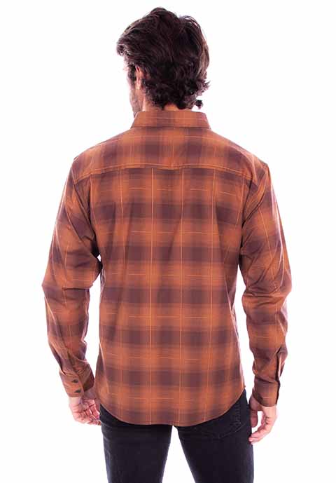 Scully Leather Western Scully Brown Worn Out's Plaid Shirt