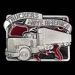 Truckers Move America Enameled Belt Buckle - Flyclothing LLC