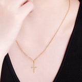 925 Sterling Silver Moissanite Cross Pendant Necklace - Flyclothing LLC