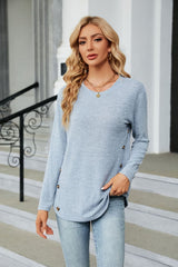 Round Neck Long Sleeve T-Shirt - Flyclothing LLC