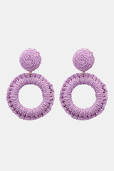 Round Shape Raffia Grass Dangle Earrings - Flyclothing LLC