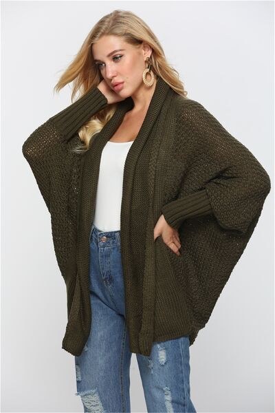 Open Front Batwing Sleeve Cardigan - Flyclothing LLC