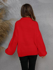 Half Zip Dropped Shoulder Sweater - Flyclothing LLC