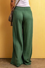 Smocked Waist Texture Wide Leg Pants - Flyclothing LLC