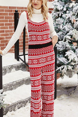 Christmas Knit Straight-Leg Overalls - Trendsi