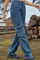 Loose Fit Long Jeans with Pockets - Flyclothing LLC