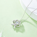 Moissanite 925 Sterling Silver Bow & Heart Necklace - Flyclothing LLC