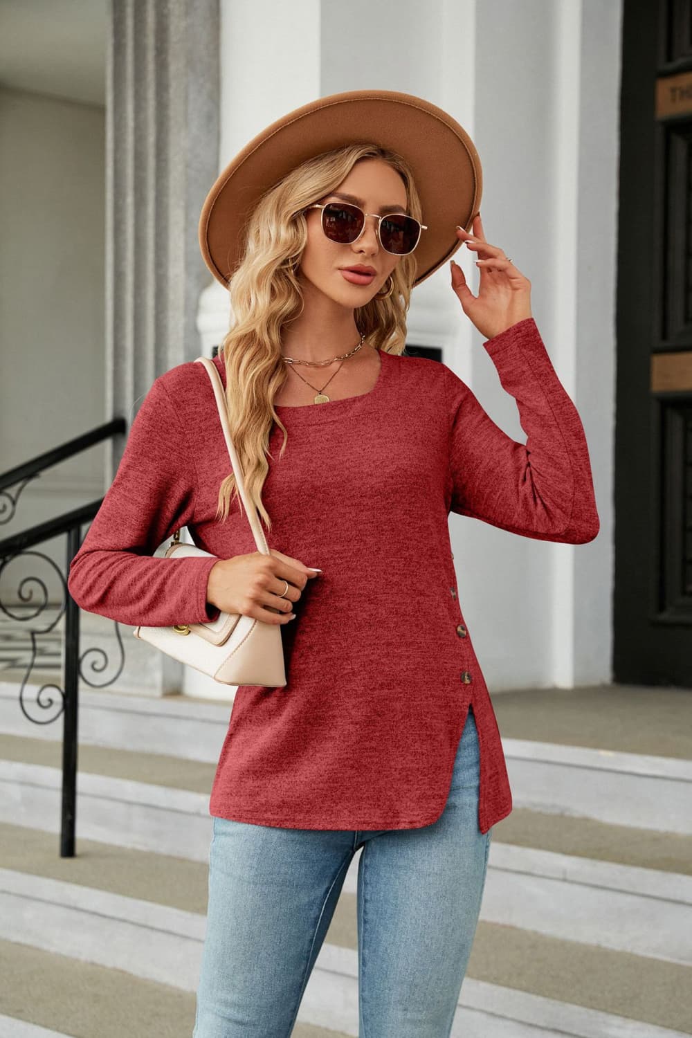 Mock Neck Ribbed Lantern Sleeve Pullover Sweater – Flyclothing LLC