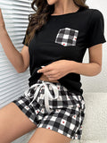 Plaid Heart Top and Shorts Lounge Set - Flyclothing LLC