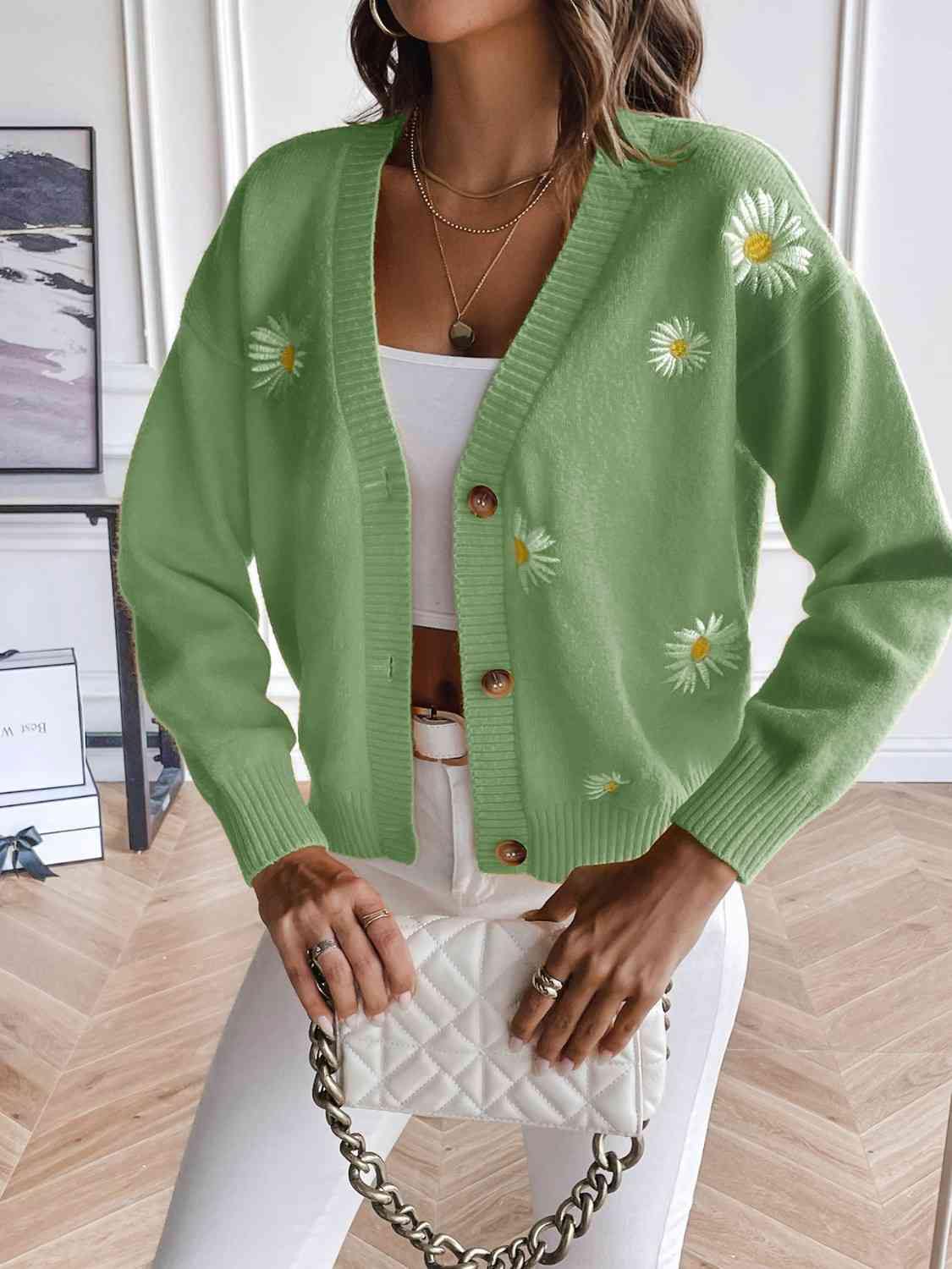 Floral Button Up Cardigan - Flyclothing LLC