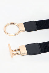 Circle Shape Buckle Zinc Alloy Buckle PU Leather Belt - Trendsi