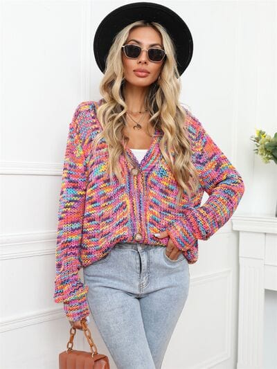 Button Up Dropped Shoulder Cardigan - Trendsi