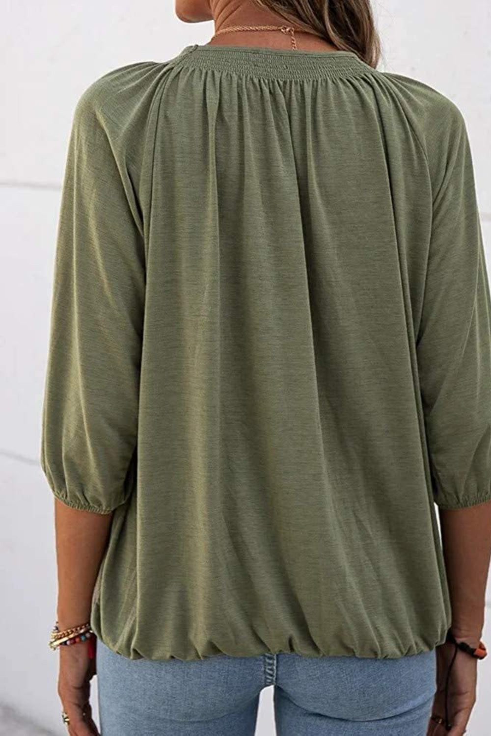 Gathered Detail Round Neck T-Shirt